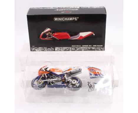 Minichamps 1/12th scale boxed Motorcycle, Ducati 998 F01 James Toseland 2002 Super Bike, housed in the original packaging 