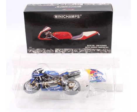 Minichamps 1/12th scale boxed Motorcycle, Ducatti 996 Team Reve-Racing John Reynolds 2001 British Superbike, finished in Red 