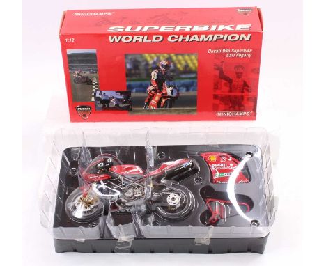 Minichamps 1/12th scale boxed Motorcycle, Ducati 996 Carl Fogarty 1999 Super Bike, housed in the original box 