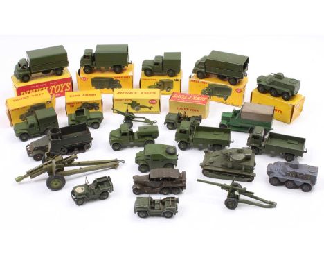 A collection of Dinky Toys boxed and unboxed military vehicles to include, No. 674 Austin Champ, No. 623 Army Covered Wagon, 