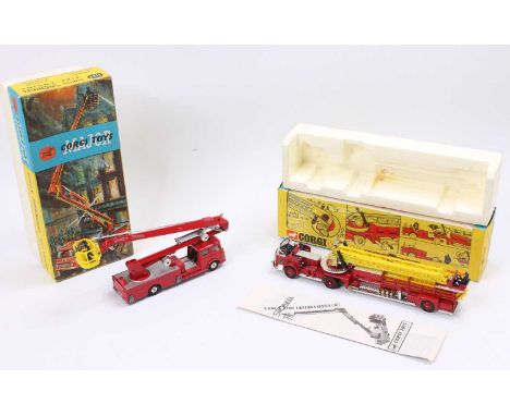 2 Corgi Toys boxed Fire Engines - No. 1143 American La France aerial rescue truck fire engine comprising red &amp; white body