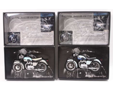 2 Minichamps Classic Bike Series 1/12 scale models to include No. 7 Model No. 133001 Triumph Bonneville 650 T120, and No. 28 