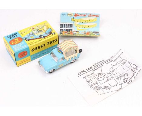 Corgi Toys No. 474 Musical Walls ice cream van, Ford Thames in light blue and cream, musical feature - partially working, wit