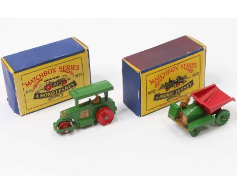 Matchbox Lesney boxed models to include, No. 1 Aveling Barford Road Roller in green with red wheels and gold trim (VNM-BVGNM)