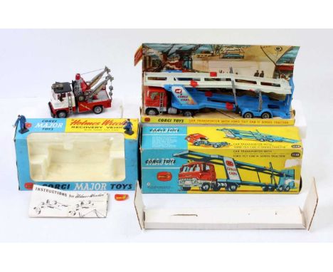 2 Corgi Toys commercial vehicles to include, No. 1142 Holmes Wrecker truck, red, white and grey body with twin booms, ladder 