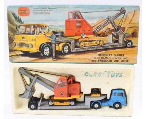 Corgi Toys Gift Set No. 27, Machinery Carrier gift set comprising of Bedford tractor unit with low loader trailer and Priestm