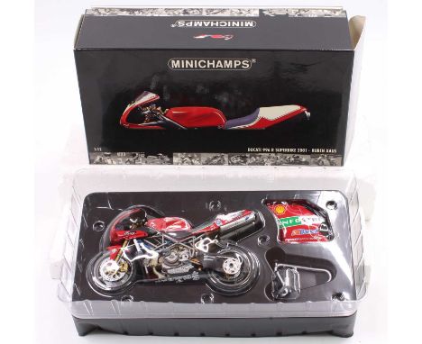 Minichamps 1/12th scale boxed Motorcycle, Ducati 996 R Ruben Xaus 2001 Super Bike, housed in the original box