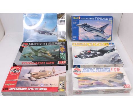 6 various boxed mixed scale plastic aircraft kits, all as issued in original boxes, to include Airfix General Dynamics F-111E