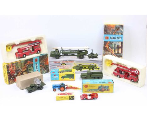 A collection of boxed Corgi and Dinky Toys models to include, Corgi Toys gift set 13 Fordson Major Tractor and Plough, 2x No.