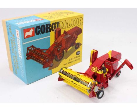Corgi Toys No. 1111 Massey Ferguson 780 combine harvester comprising of red body with yellow tines and driver figure, yellow 