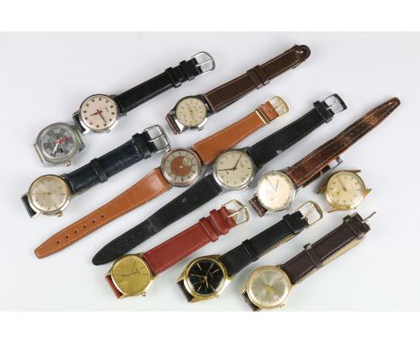 A collection of ten vintage gents mechanical wristwatches to include Buler, Oris, Carven, Systems, Timex, Bentina and Medana 