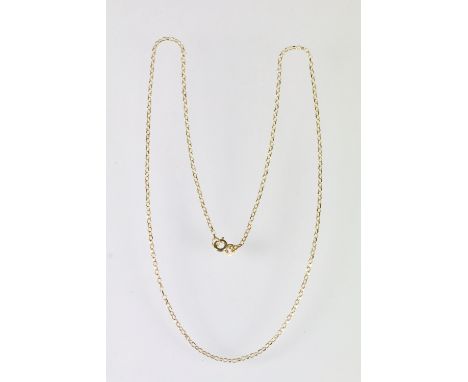 9ct gold fine link necklace chain with spring ring clasp. Hallmarked Sheffield to jump ring. Measures 18 inches. 