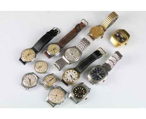 A collection of twelve vintage gents mechanical wristwatches to include Marvin, Timex, Seiko, Sekonda, Ruby, Smiths, Bulova .