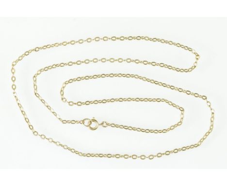 9ct gold necklace chain with oval links and spring ring clasp. Marked 9ct to clasp. Measures 24 inches. 