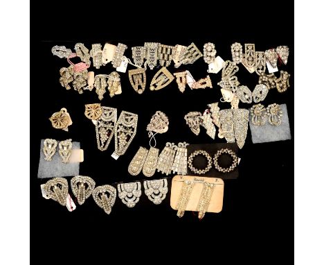 Twenty five pairs of Art Deco and later paste set dress clips and three matching.