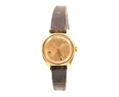 Omega - a lady's gold-plated Constellation Automatic Chronometer wristwatch,18mm champagne baton dial with centre seconds han