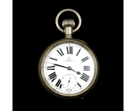 An Omega pocket watch, the white enamel dial with Roman numeral chapter ring and subsidiary seconds dial, signed Omega with B