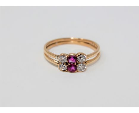 A ruby and old-cut diamond ring, size L