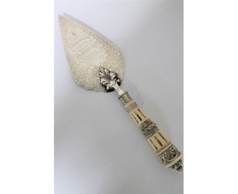 A large fine quality silver presentation trowel, Percy Main Sunday School