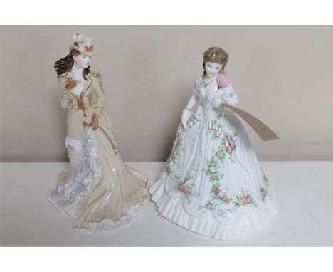 A Royal Worcester figure - Queen of Hearts number 2532 of 12500 and a Coalport figure - La Belle Epoque Helena Riding in Hyde