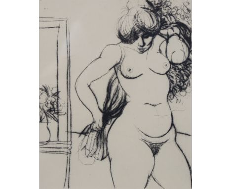 DOUGLAS OWEN PORTWAY (South African, 1922-1993) Standing female nude, drypoint etching, signed &amp; numbered 18/50 in pencil