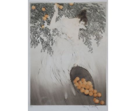 LOUIS ICART (1888-1950) “Spilled Oranges”, 1921, coloured etching, signed &amp; numbered 232 in pencil, blindstamp EM, 38cm x