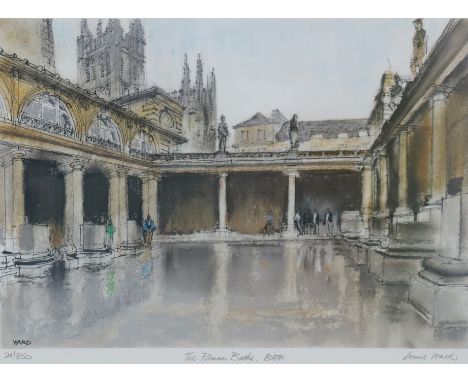 LOUIS ARTHUR WARD (1913-2004) “The Roman Baths, Bath”, coloured etching, signed, inscribed &amp; numbered 24/850 in pencil, 3