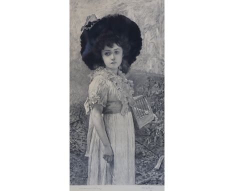 MARCUS STONE, R.A. (1840-1921), by &amp; after “The Lost Bird”, black &amp; white etching, signed &amp; dated 1883 in the pla