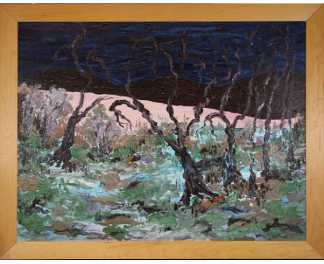 William Vincent (New Mexico, Florida, 1939-2004) Oil on board landscape painting. Signed lower right. William (Kirkpatrick) V