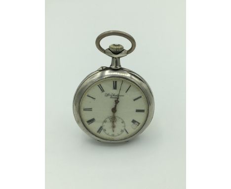 800 Silver, Size 15s, Grand Prix, Open Face Serial Number 116507, 1885-1889, Roman Numerals and Ornate Gold Hands, Slight Dam