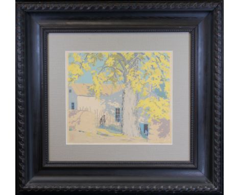 Norma Bassett Hall (New Mexico, Kansas, Oregon, 1889 - 1957) Serigraph. Pencil signed lower right. Titled "Home of a Spanish 