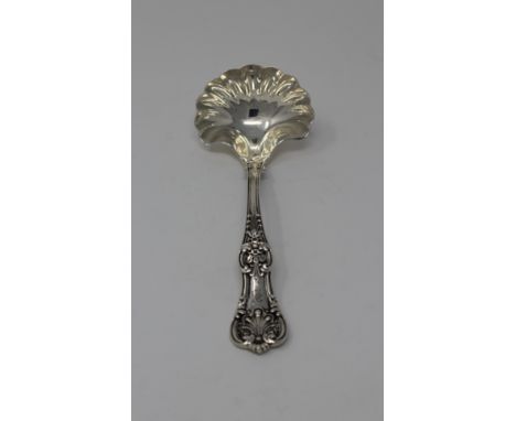 Tiffany & Co. "English King" pattern Sterling Ladle. Stamped 'Tiffany&Co. Sterling Pat. 1885M' on handle. Total Weight: 3.63 