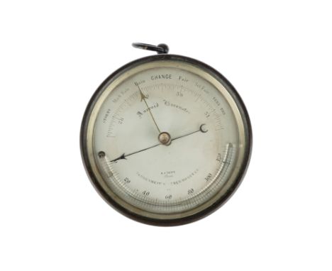 A Very Early Lucian Vidi Type Aneroid Barometer by Dent, London, English, c.1840, delicately engraved to the silvered face 'E