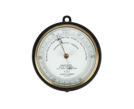 Fisherman's Aneroid Barometer, Negretti &amp; Zambra, London, English, c.1900, the enameled face printed 'FISHERMAN'S ANEROID