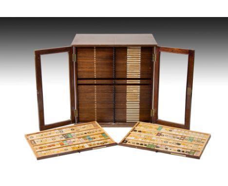 A Very Large Cabinet of Good Microscope Slides The cabinet, English, c.1900, unsigned, constructed of polished oak with doubl