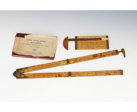 2 Slide Rules comprising of an ironmongers rule marked 'J. RABONE &amp; SONS BIRMINGHAM No.1213' and marked 'HARY GEARY' with