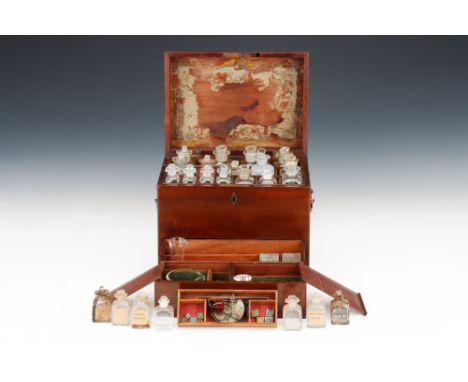 A Good Sized Victorian Domestic Medicine Chest, English, c.1850, many bottles with labels for 'F E BILSON Pharmaceutical Chem