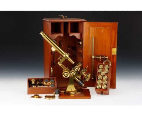 A Very Fine Ross Type Microscope by Cary, London, English, c.1860, engraved to the rear of the foot 'CARY LONDON' and to all 