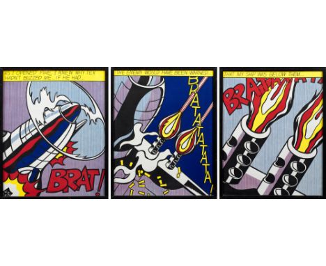 Roy Lichtenstein(1923 New York - 1997 ebenda) nach"As I opened Fire". OriginaltitelPoster-Triptychon aus drei Farboffsetlitho