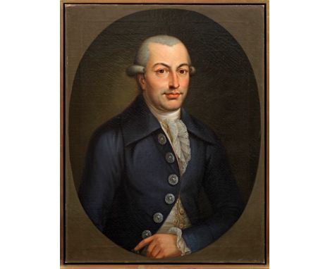 Deutscher Porträtmaler(Tätig 2. Hälfte 18. Jh.)Oval-Bildnis von Samuel Gottlieb GmelinIn fein lasierender Malerei und mit wei
