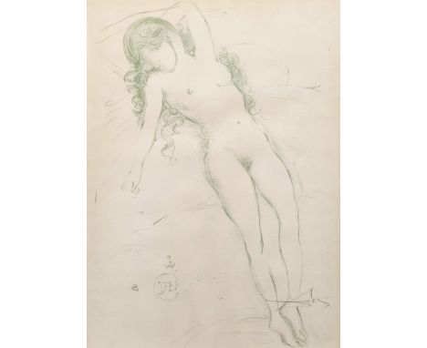 Salvador Dalí(1904 Figueras - 1989 ebenda) nach"Nu de bras levé"/"Nude with raised arms". Originaltitel Farblithographie in H