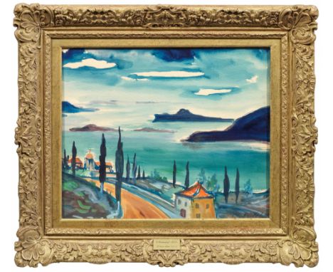 Franz Heckendorf(1888 Berlin - 1962 München)Adria-Küste mit Blick auf das Meer zur Blauen StundeIn dem für Heckendorf typisch