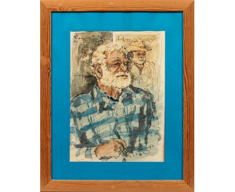 Peter Evershed(1925 Brighton - 2020 Milton Keynes)"Ernest M. Hemingway". OriginaltitelNach Bleistiftstudien aus einem Skizzen