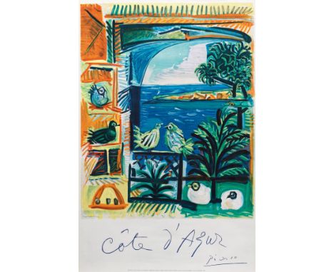 Pablo Picasso(1881 Màlaga - 1973 Mougins) nach"Côte d’Azur". OriginaltitelFarblithographie/Papier, 1962. Im Stein sign. u. be