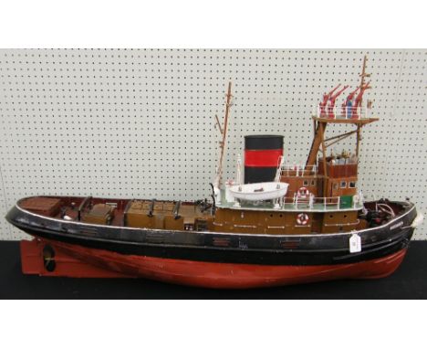 Motorised scale model of a fire-fighting ship, named 'Avenger, London', 24" high, 48" long * some components of motor remain 