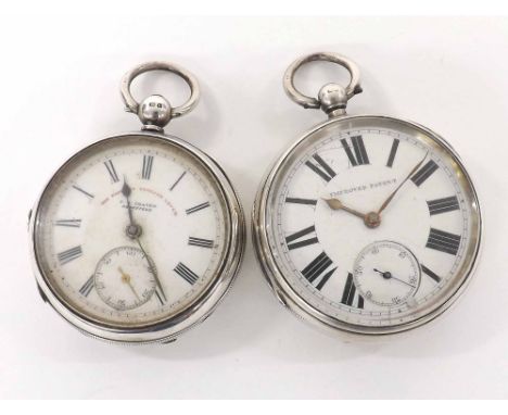 Silver fusee lever pocket watch, Chester 1888, unsigned movement, no. 82043, the dial inscribed 'Improved Patent' with bold R