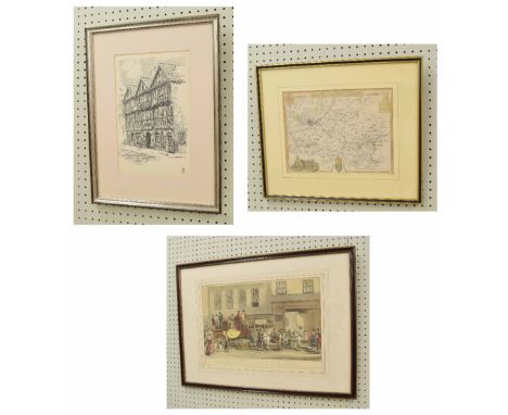 'The Environs of Bath', a small map, a later coloured print after G.Havell, together with "The Blenheim Coach &amp; Four Leav