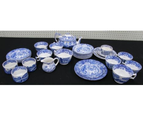 Spode Italian pattern tea service; together with Royal Staffordshire 'Rural Scenes' by Clarice Cliff part tea set including t