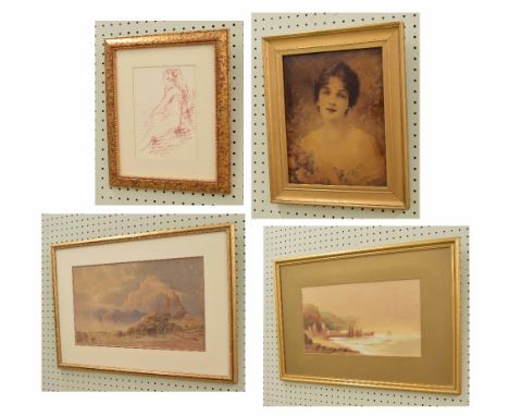 20th/21st century - a seated nude girl, red sanguine, 6.75" x 4.75" **possibly after Valerie Ganz or G.W.Williams, also this 