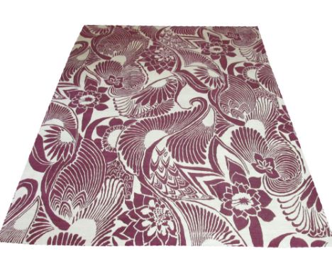 FLORENCE BROADHURST DESIGN CARPET, 292cm x 241cm, allover Oriental flower design in ivory and boysenberry (as seen on George 